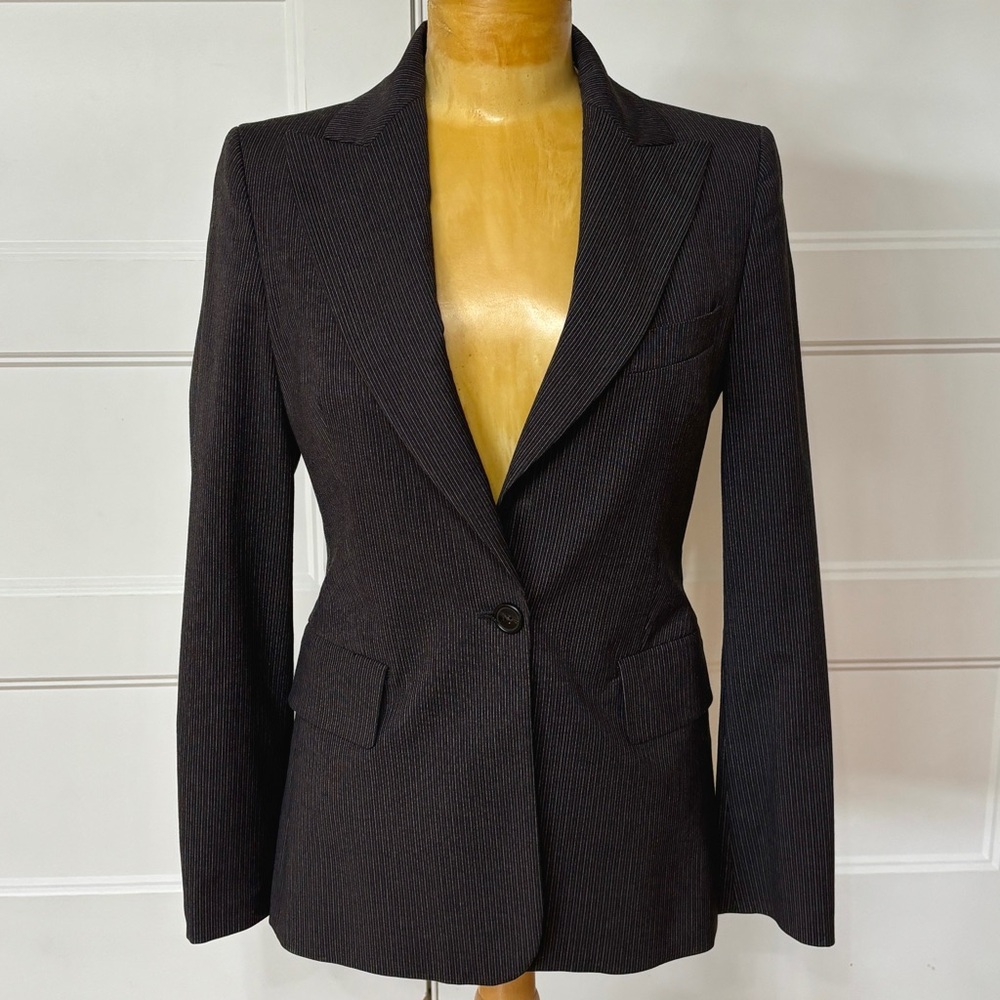 United Colors Of Benetton Black With Pinstripes Blazer Tailored Suit Jacket